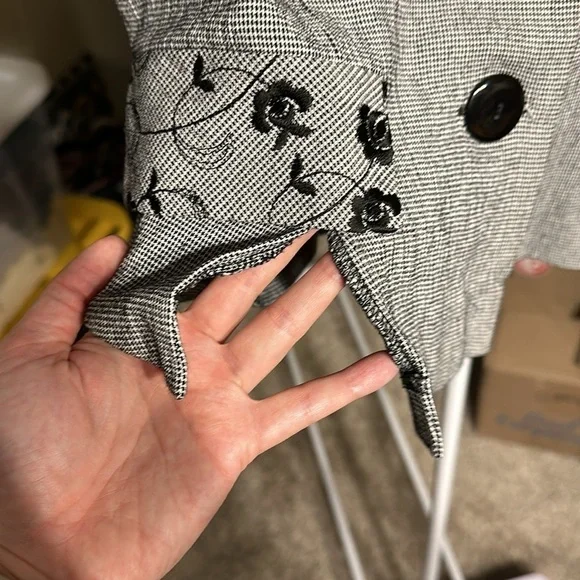 Vintage Virgo II Black Herringbone Button Up Blouse Size 6 - Picture 4 of 6